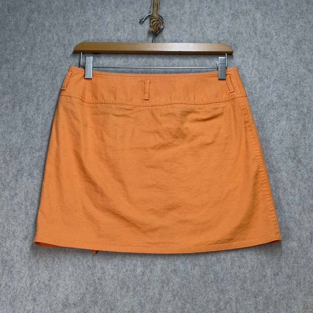 Express Orange Cotton Blend Zip Front Mini Skirt Size 6 Y2K Bright Preppy
